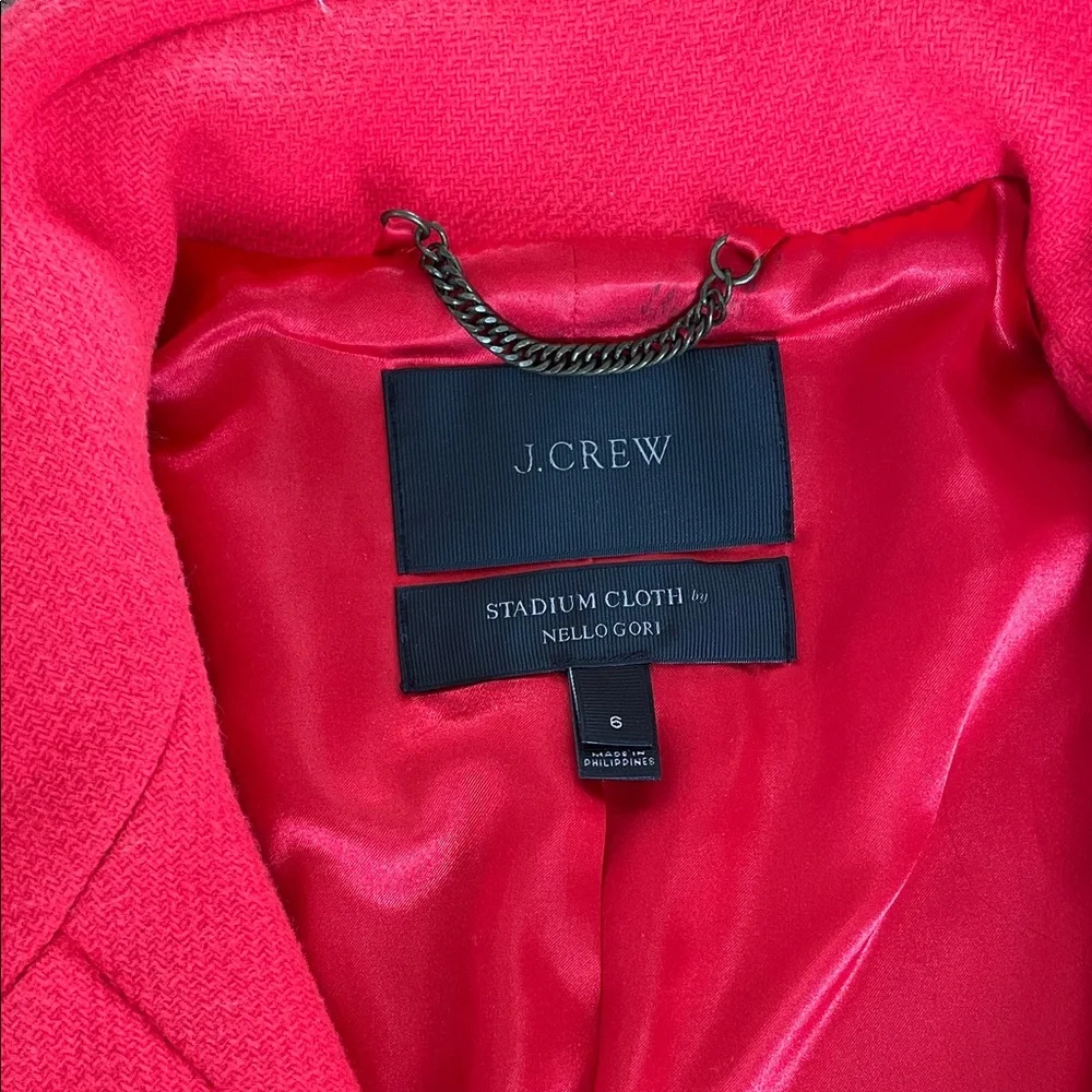 J. Crew Bold Red Stadium Cloth Coat - Picture 2 of 4